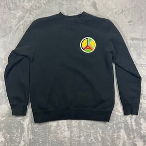 Oaklandish Sweatshirt Mens Small Black Excellent Peace Sign Chenille Patch Crew